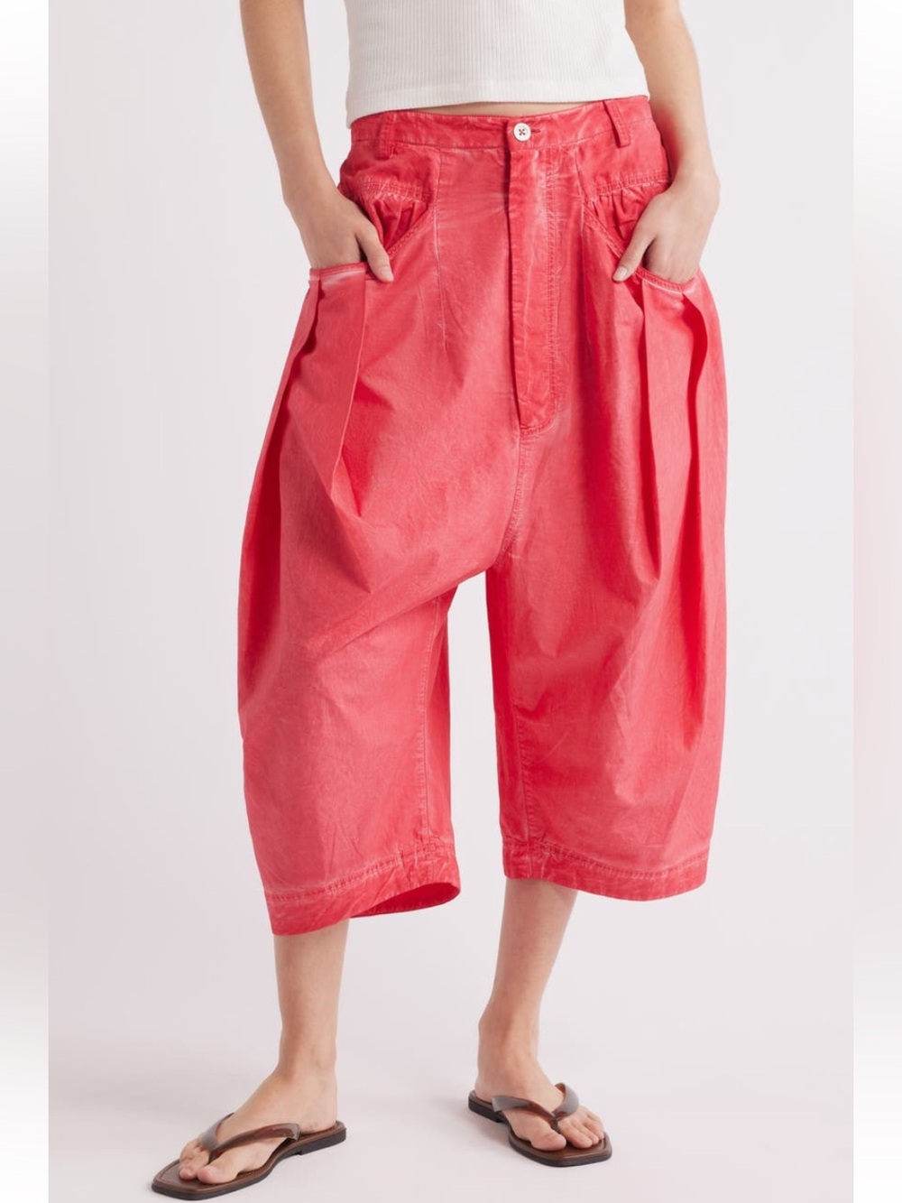 NWT Free People Saundry Crop Women’s  Pants Red 6